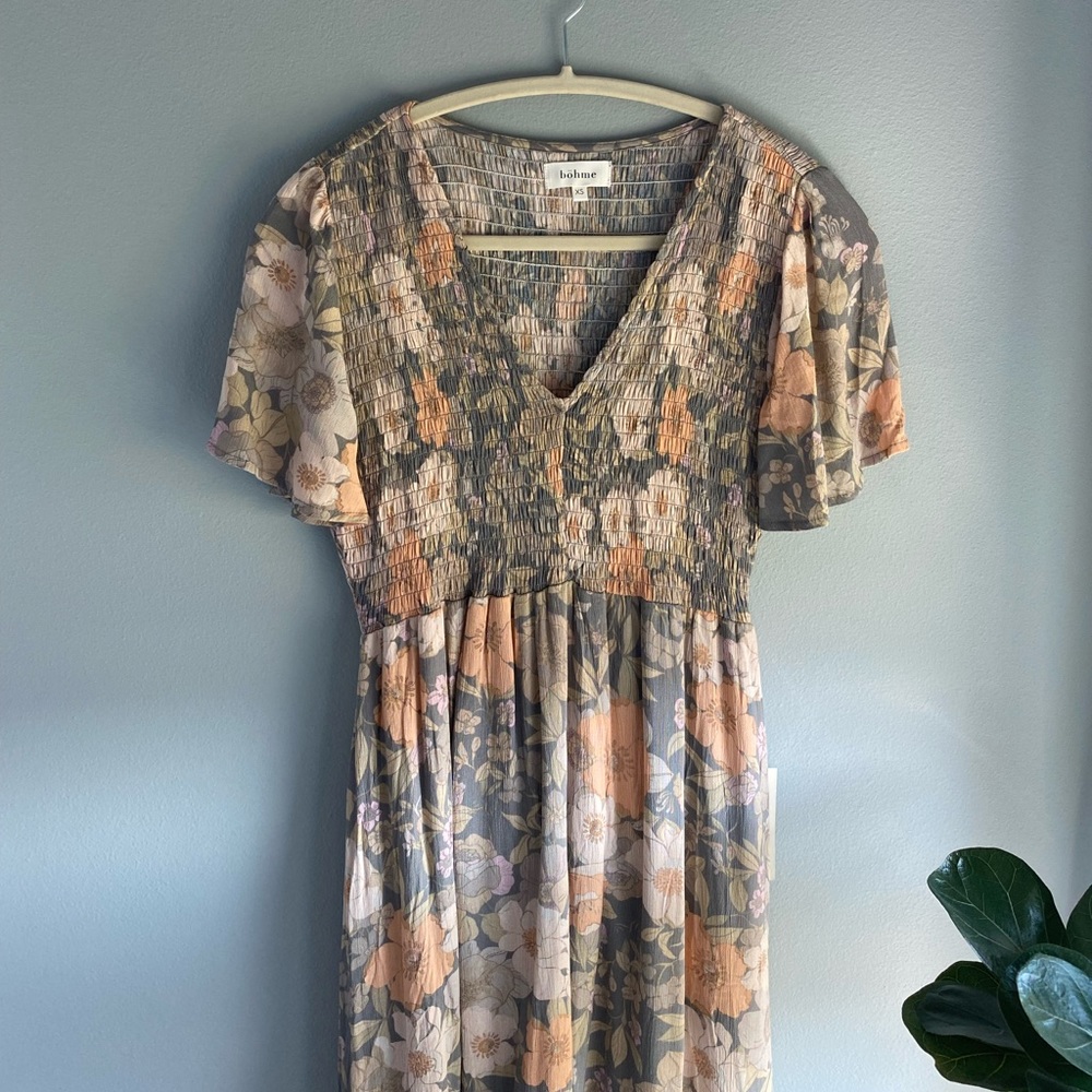 Bohme Floral Midi Dress with pockets